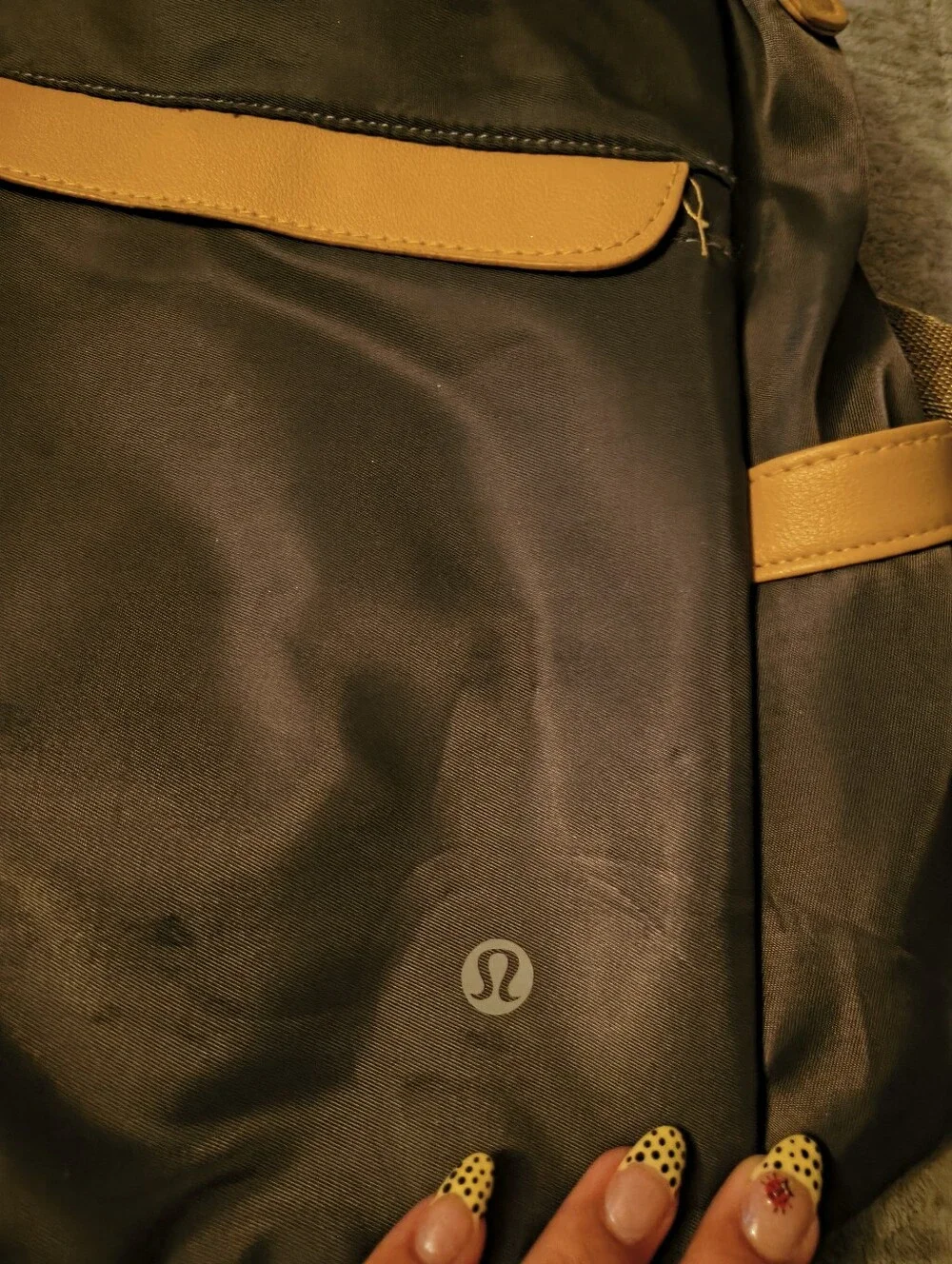 lululemon athletica Black Backpack with Mustard Trim